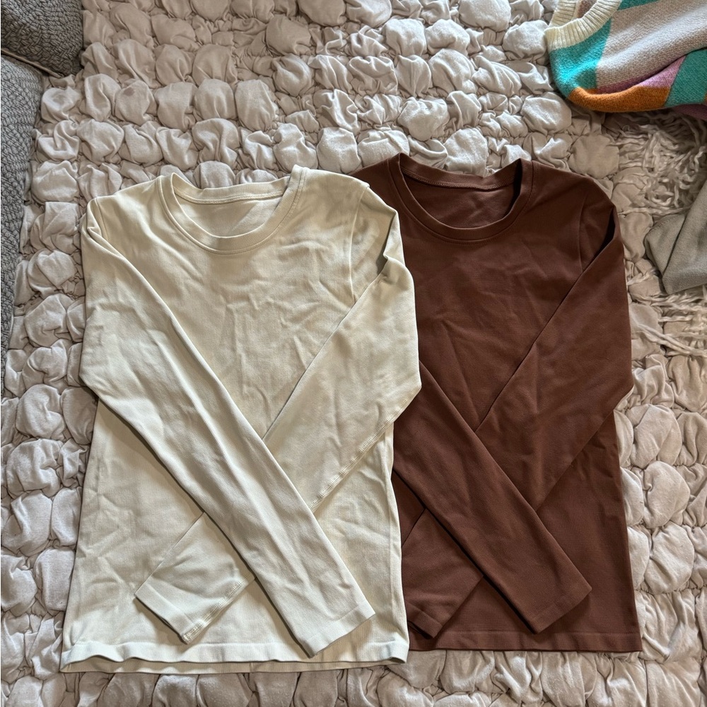 Amazon Cream and Brown Long Sleeve Top Bundle